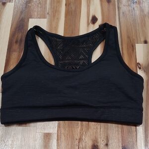Elegant Black Sports Bra with Mesh Detail
